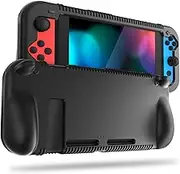 Fintie Silicone Case for Nintendo Switch - Soft [Anti-Slip] [Shock Proof] Protective Cover with Ergonomic Grip Design, Drop Protection Comfort Grip Case for Nintendo Switch Console & Joy-Con, Black