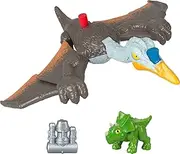 Fisher-Price Imaginext Jurassic World Dominion Dinosaur Toy Soaring Quetzal with Triceratops & Accessory 3-Piece Preschool Set 3+ Years