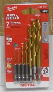 Milwaukee 48-89-4637 Red Helix Titanium 7 Piece Drill Bit Set For Metal