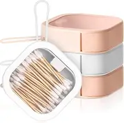 Nvhaly 4 Pcs Hair Tie Organizer, Portable Accessory Storage Containers, Stackable Travel Holder for Ties, Q-tips, Cotton Swabs (4PCS, 2Pink+2White)