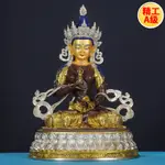 ✲金剛薩埵佛像擺件10寸雙座純銅古色鎏金鎏銀密宗佛像娑婆三聖佛像結緣