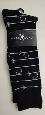 Marc Ecko Men's Socks Football Themed Black White Size 6-12