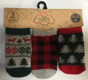 Baby Essentials Holiday Christmas Socks 3 Pairs 0-12 Months