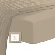 Pizuna Cotton King Single Fitted Sheet, 500 Thread Count 100% Combed Cotton Sateen Weave Fitted Sheet King Single with Extra Deep Pocket Fits Upto 40 cm (Simply Taupe Fitted Sheet - 1 PC)