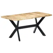 Dining Table 160x80x75 cm Solid Rough Mango Wood vidaXL