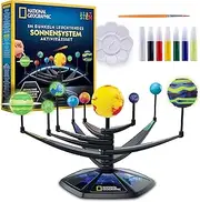 National Geographic Glow-in-The-Dark Solar System Model Kit for Kids - Build & Paint a 3D Planetary Model with Movable Arms, STEM Projects for Kids Ages 8-12, Space Themed Bedroom Decor