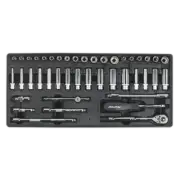 Tool Tray with Socket Set 43pc 1/4"Sq Drive - Sealey TBT19 New