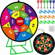 Large Dart Board for Kids, Kids Double-Sided Dart Board with Sticky Balls and...