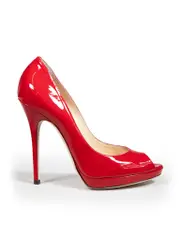 Red Patent Leather Peep-Toe Heels