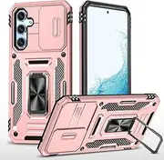 Slide Camera Cover for Samsung Galaxy A54,Kickstand with Built-in 360° Rotate Magnetic Ring Stand Shockproof Protective Armor Cover,Rose Gold
