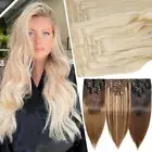 Thick BLONDE Clip In Hair Extensions Remy 100% Real Human Full Head Double Wefts