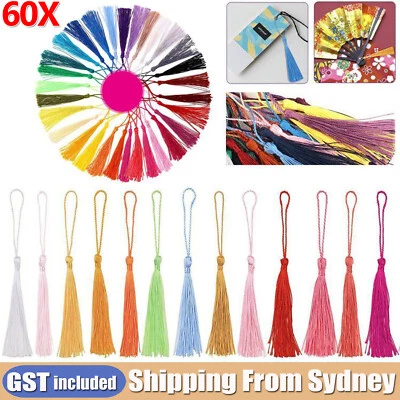 60pcs Macaron Color Fringe Tassel Sew Decor Hang Craft DIY Trim Pendant Bookmark
