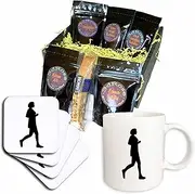 3dRose Black Silhouette Painting of A Woman Runner Running Coffee Gift Basket, Multi