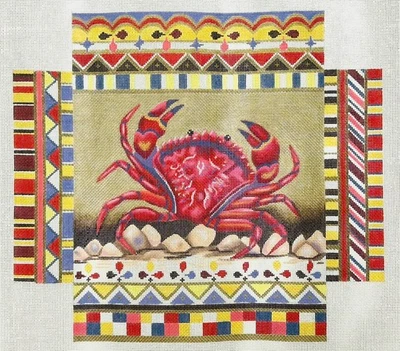 Amanda Lawford Large Needlepoint Canvas Hand Painted Crab Brick Cover 3053