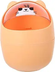 Generic Mini Trash Can Pointer Specimen PVC Decoration Bread Doll House Figurine Small Table Trash Can Small Protective Cover Fake Succulents Shine Tray Countertop Trash Can Orange