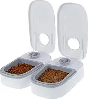 2 Meal Automatic Pet Feeder 48h Timer Wet Dry Cat Food Dispenser Nonslip Automatic Cat Feeder for Cats and Small Dogs Battery Powered Wet Dry Cat Food Dispenser for Pets Dogs