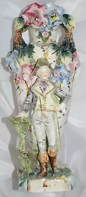 44 Antique Capodimonte Roses & Man Figurine Flowers Porcelain Vase 2947 34