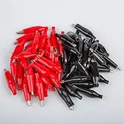 60 Pack 1.4''/35mm Silver Tone Alligator Clips,DanziX Crocodile Silver Tone Nickel Plated Electric Test Clamps with Red/Black Protective Insulation Cover for Laboratory Testing