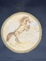 Handemade Birch Bark Wood Burning (Pyrography) - A horse is running