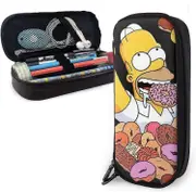 Simpsons Homer and his Donuts Leather Pencil case Pencil case Stationery Bag Office Portable Storage Box Cosmetic Box Folder bd003221 COLOR One Size