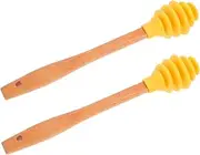 VERDANVERSE Wooden Honey Stirrer Silicone Tip Bee Honey Stirrer Easy Honey Dispenser Portable for Home