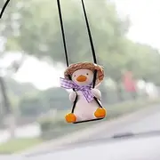 AMIORO Car Mirror Hanging Accessories, Cute Swinging Duck Car Ornament Dashboard Decorations (Mirrors Hat Duck)