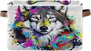 Cool Wolf Colorful Tie Dye Storage Basket, Decorative Rectangle Nursery Storage, Set of 2