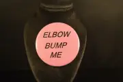 "ELBOW BUMP ME" BUTTON pin pinback 2 1/4" badge NEW Big 2020 VIRUS HEALTH SAFETY