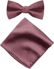 [Spring Notion] Men's Solid Color Satin Microfiber Bow Tie and Hankerchief Set