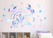 Unicorn Rainbow Cloud Star Heart Wall Decal