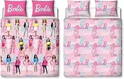 Barbie Official Double Childs Duvet Cover Set | Unboxed Design Reversible 2 Sided Teens Kids Dolls Bedding Including Matching Pillow Cases | Polyester Double Quilt Cover, Pink