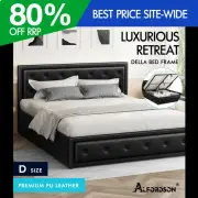 ALFORDSON Bed Frame Double Size Gas Lift Storage Mattress Base Leather Black