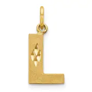 14K Yellow Gold 14Ky Satin Diamond-Cut Letter L Initial Charm