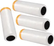 Peakloong 4 Rolls Clear Plastic Sheeting 4.9X 65.5 Ft Pre-Taped Masking Film Drop Cloths for Painting Automotive Painting Covering