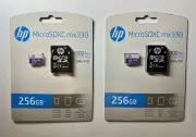 Qty 2 - HP 256GB MX330 Class 10 U3 MicroSDXC Memory Card P-SDU256U3100HPMX-GE