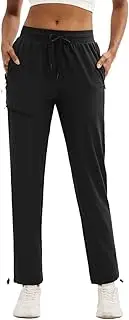 [Generic] Women's Elastic High Waisted Quick Dry Cargo Pants Outdoor Hiking Lightweight Breathable Sweatpants