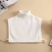 Knitted Turtleneck Decorative Collar White - One Size
