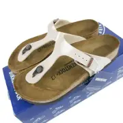 BIRKENSTOCK Gizeh BS Birko Flor Leather Thong Sandal GRACEFUL PEARL WHITE