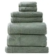 100% Cotton Renee Taylor Hotel Spa 650GSM Aireys 7 Piece Towel Pack Zero Twist Agave Green