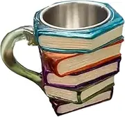 Lacquered Book Cup Glass – Novelty Drinking Cup | Book Stacking Milk Cup, Novelty Glass Water Drinking Container For Coffee Beer Engaged Book Theme: This Mug Shows A Painted Book Design That Both