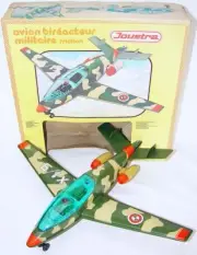Joustra France MILITARY TRAINER X1/9 JET PLANE Airplane Friction Tin Toy MIB`78!