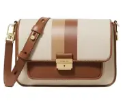Michael Michael Kors Bradshaw Striped Messenger Bag New With Defects