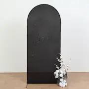 6 ft BLACK Matte Fitted Spandex Round Top Arch Backdrop STAND COVER Party