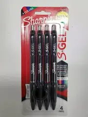 Sharpie PEN S-GEL 4 COLORS MED 0.7 BLACK,BLUE,RED,GREEN FREE SHIPPING!
