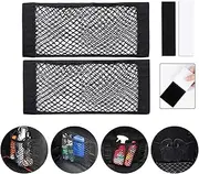Yharnamite 2 Pcs Universal Mesh Cargo Net, Stretchable Storage Net with Tape Stickers, Wall Sticker Organizer Pouch Bag, Car Trunk Storage Organizer Net for Car, SUV, RV (15.7 x 9.8inch)