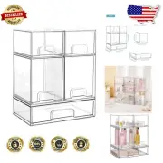 Elegant Stackable Storage Bins Set of 5 - Transparent Drawers for Home Tools