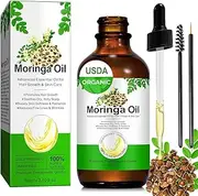 Moringa Oil, Cold-Pressed Moringas Oil for Hair, Face, Anti-Aging, Skin Care, Nourish Hair, Moringa Oil Organic Cold Pressed (2.02 Fl Oz)