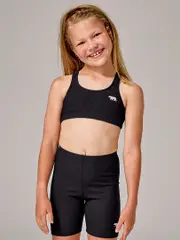 Running Bare Girls Bare Fit Sports Bra. Girls Black Crop Top.