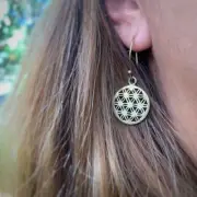 FLOWER OF LIFE Brass sm Sacred Geometry Earrings