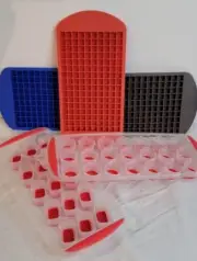 5 Ice Cube Trays: 3 Silicone 160 Mini Cubes, 1 Round, 1 Rectrangle Fun Ice Shape